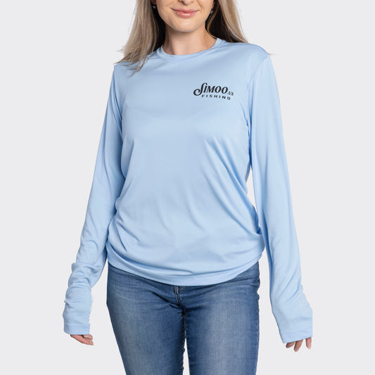 Blue long sleeve fishing shirt